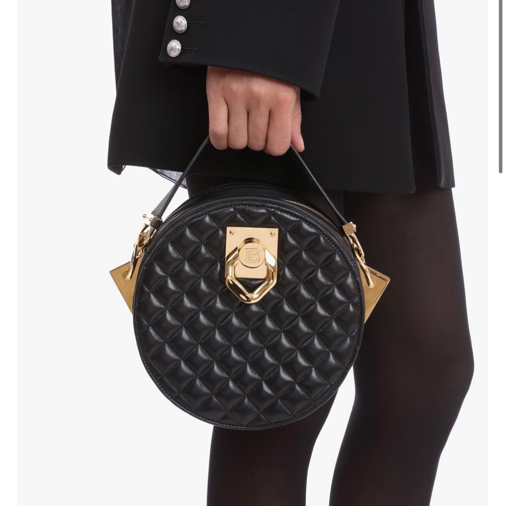 BALMAIN x CARA Twist-quilted leather bag AUTHENTIC/USED